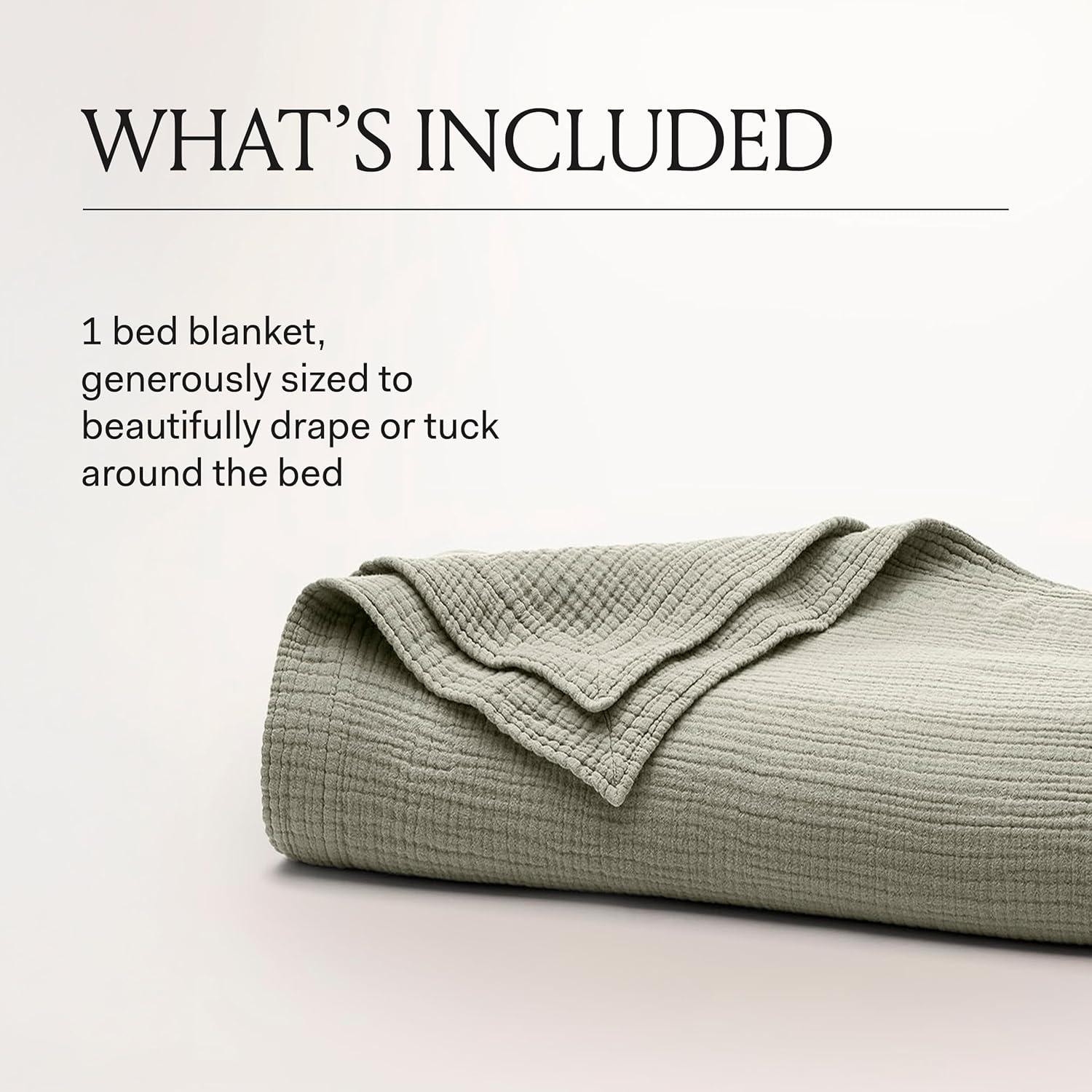 imageBOLL ampamp BRANCH Dream Bed Blanket FullQueen Sageleaf Luxury 100 Organic Cotton Soft Lightweight and Breathable CloudLike TouchMist