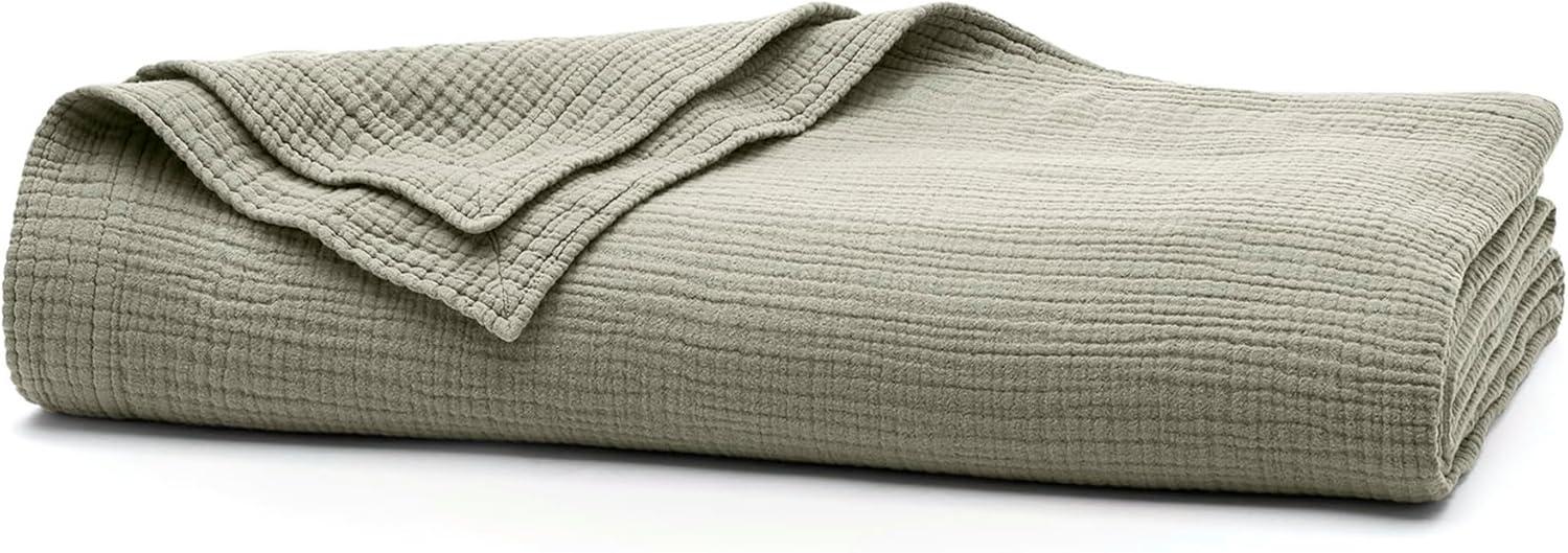 imageBOLL ampamp BRANCH Dream Bed Blanket FullQueen Sageleaf Luxury 100 Organic Cotton Soft Lightweight and Breathable CloudLike TouchSageleaf