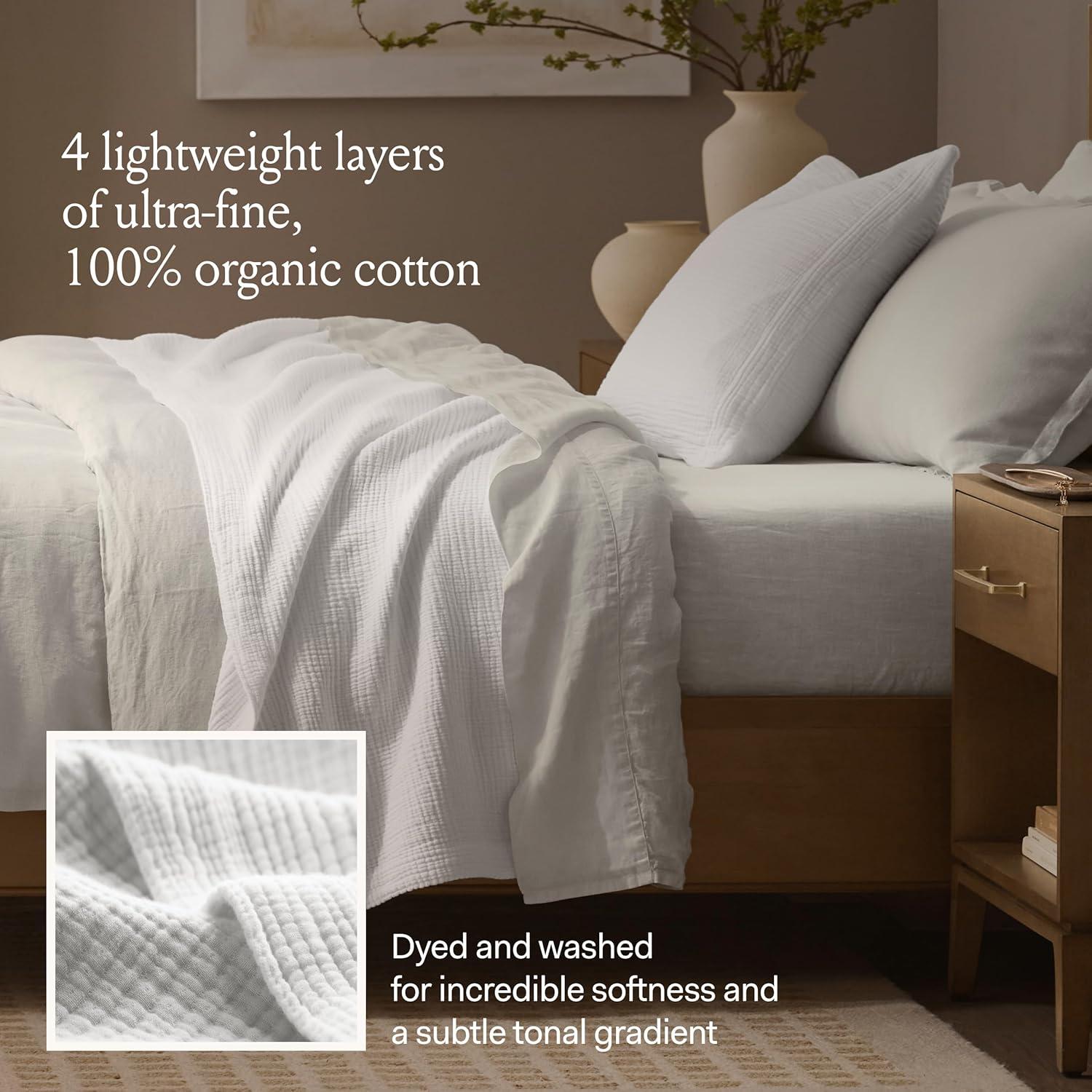 imageBOLL ampamp BRANCH Dream Bed Blanket FullQueen Sageleaf Luxury 100 Organic Cotton Soft Lightweight and Breathable CloudLike TouchSand