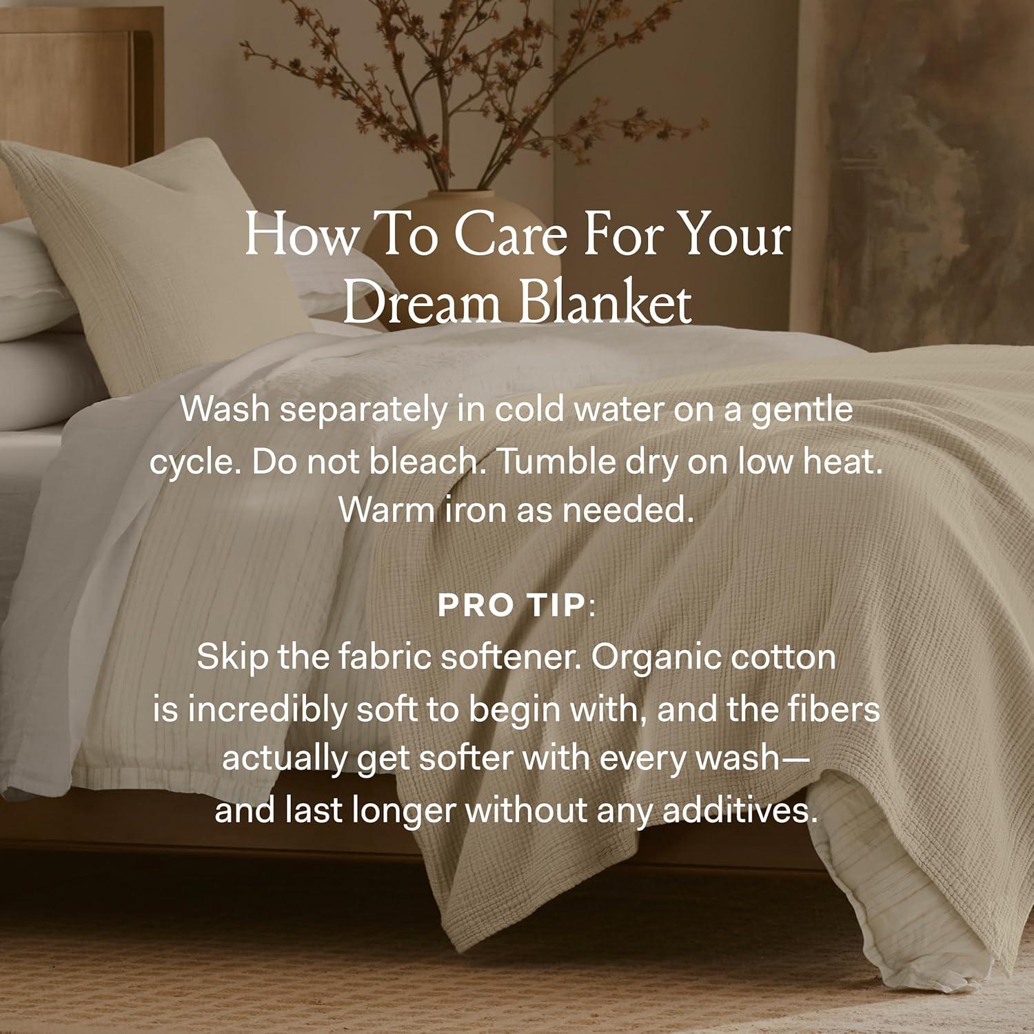 imageBOLL ampamp BRANCH Dream Bed Blanket FullQueen Sageleaf Luxury 100 Organic Cotton Soft Lightweight and Breathable CloudLike TouchWhite