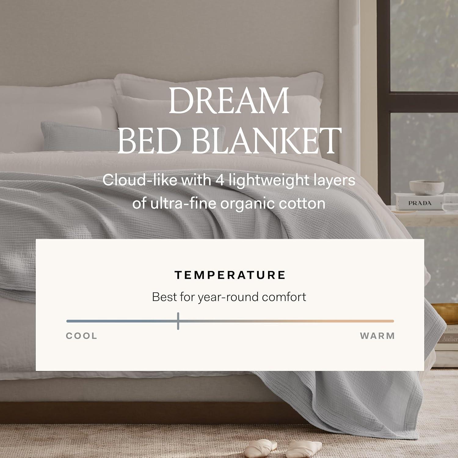 imageBOLL ampamp BRANCH Dream Bed Blanket FullQueen Sageleaf Luxury 100 Organic Cotton Soft Lightweight and Breathable CloudLike TouchWhite