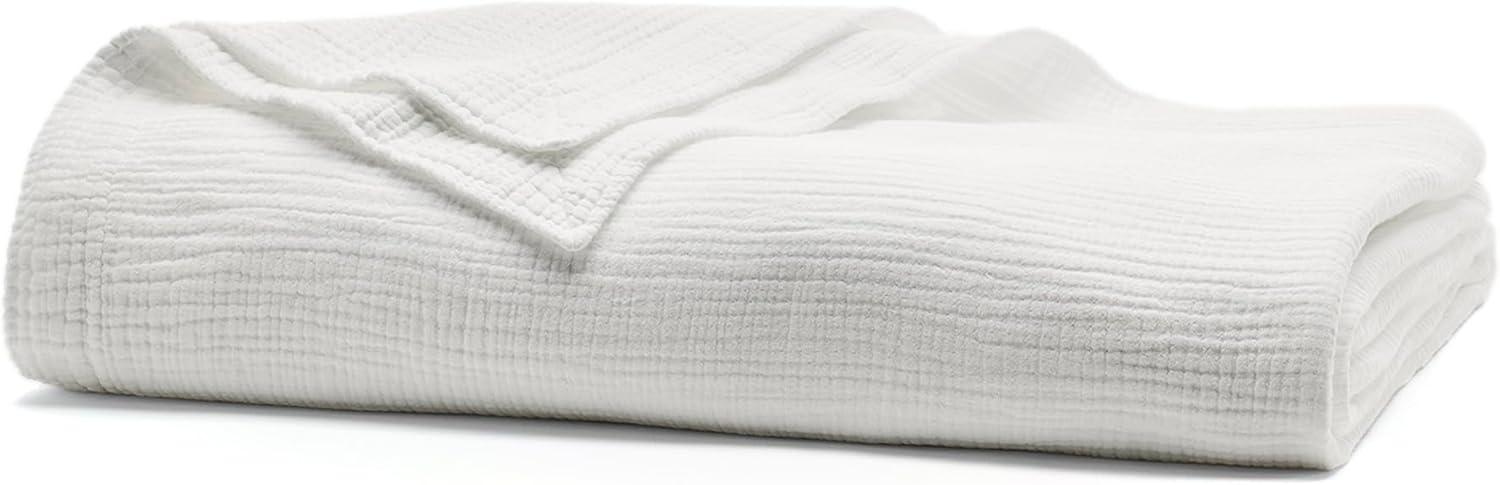 imageBOLL ampamp BRANCH Dream Bed Blanket FullQueen Sageleaf Luxury 100 Organic Cotton Soft Lightweight and Breathable CloudLike TouchWhite