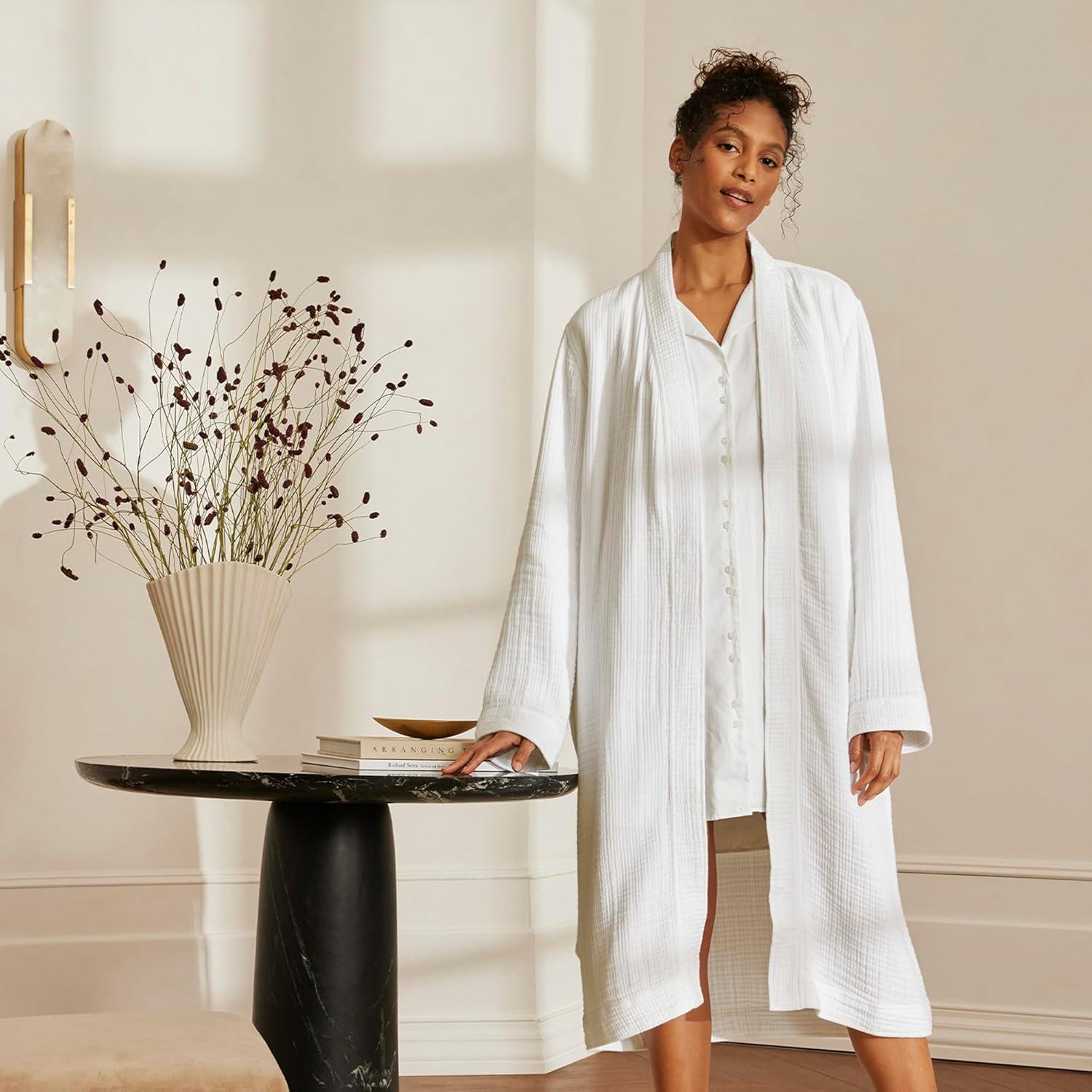 imageBOLL ampamp BRANCH Dream Robe 100 Organic Cotton Ultra Soft Lightweight Breathable and Pre Shrunk UnisexWhite