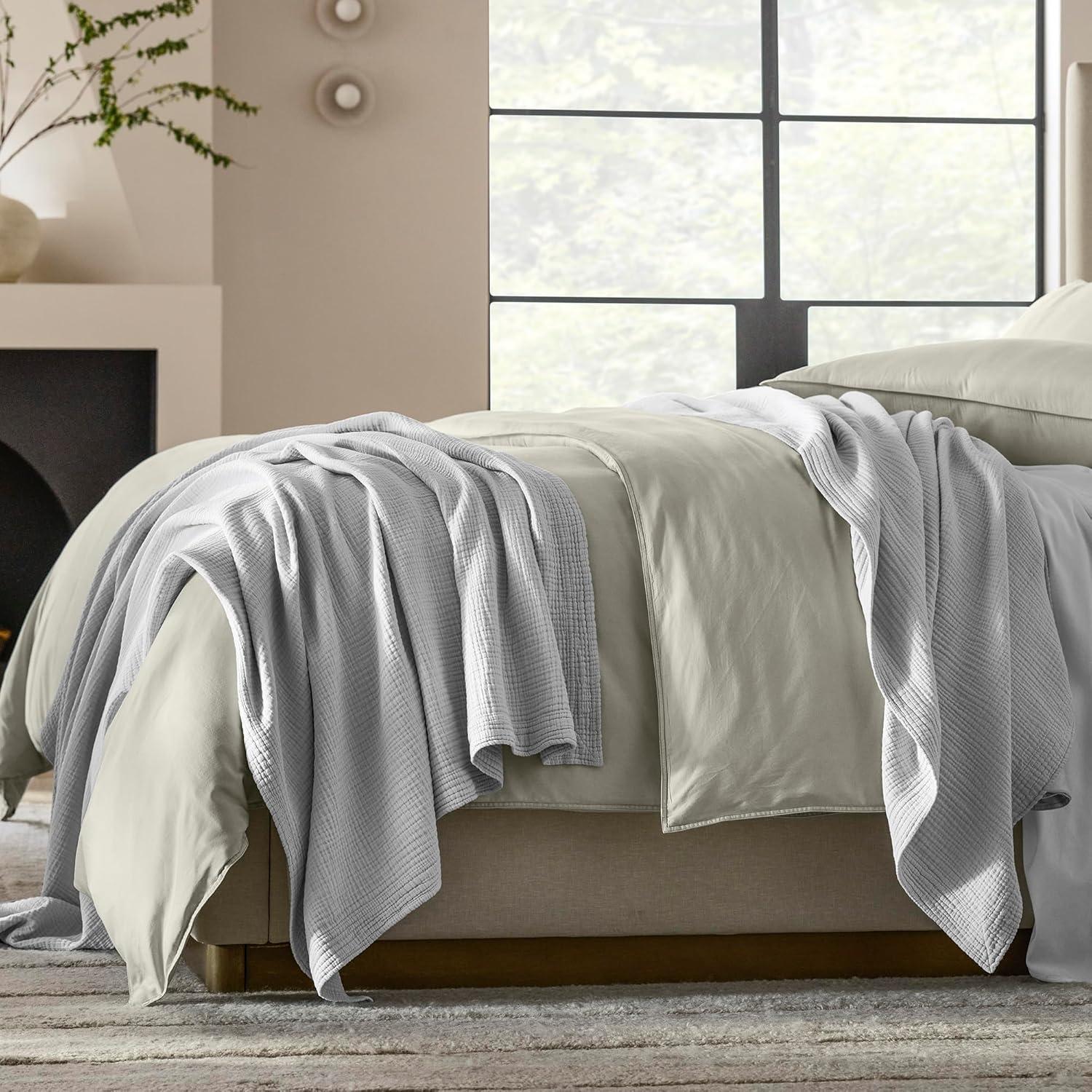 imageBOLL ampamp BRANCH Dream Throw Blanket One Size White Luxury 100 Organic Cotton Soft Lightweight and Breathable CloudLike Touch 50x70 InchesSky