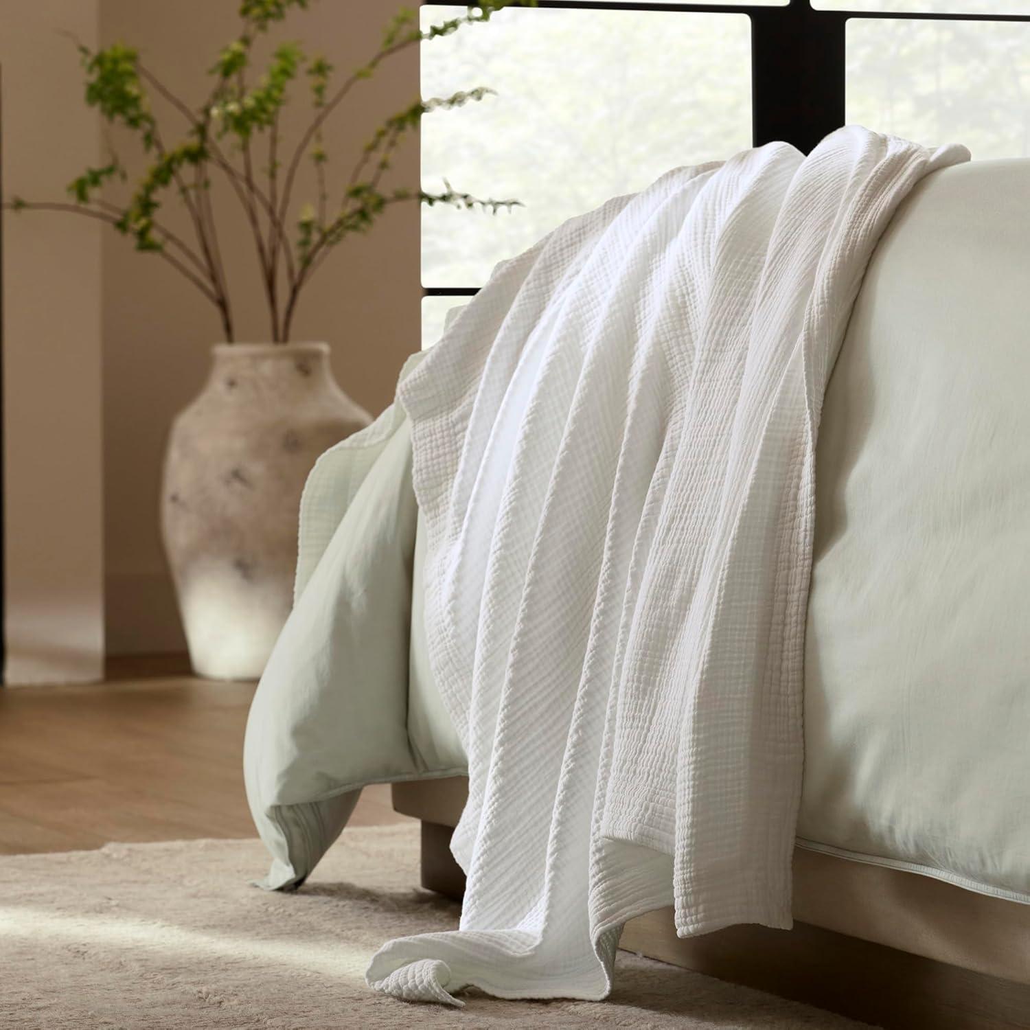 imageBOLL ampamp BRANCH Dream Throw Blanket One Size White Luxury 100 Organic Cotton Soft Lightweight and Breathable CloudLike Touch 50x70 InchesWhite