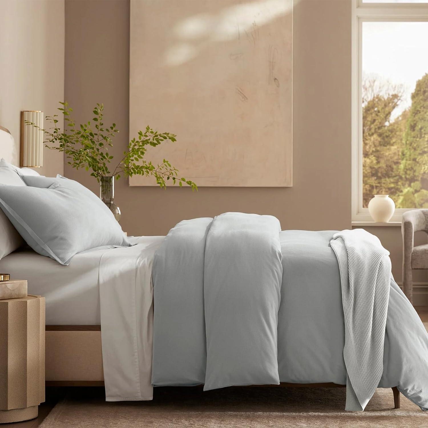 imageBOLL ampamp BRANCH Flannel Duvet Set KingCal King White Luxury 100 Organic Cotton 1 Duvet Cover 2 Shams Velvety Soft Warm ampamp Breathable WeaveShore