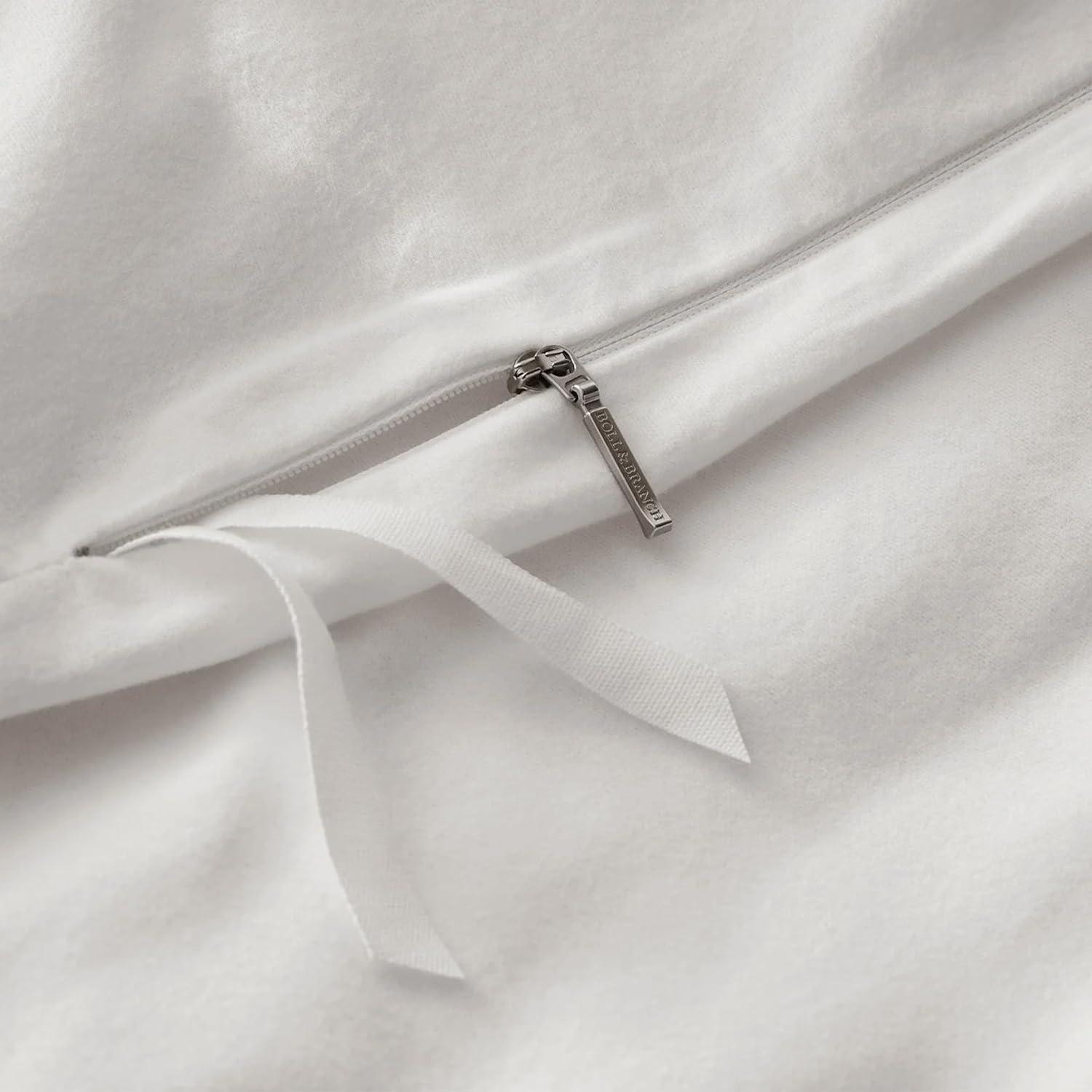 imageBOLL ampamp BRANCH Flannel Duvet Set KingCal King White Luxury 100 Organic Cotton 1 Duvet Cover 2 Shams Velvety Soft Warm ampamp Breathable WeaveWhite