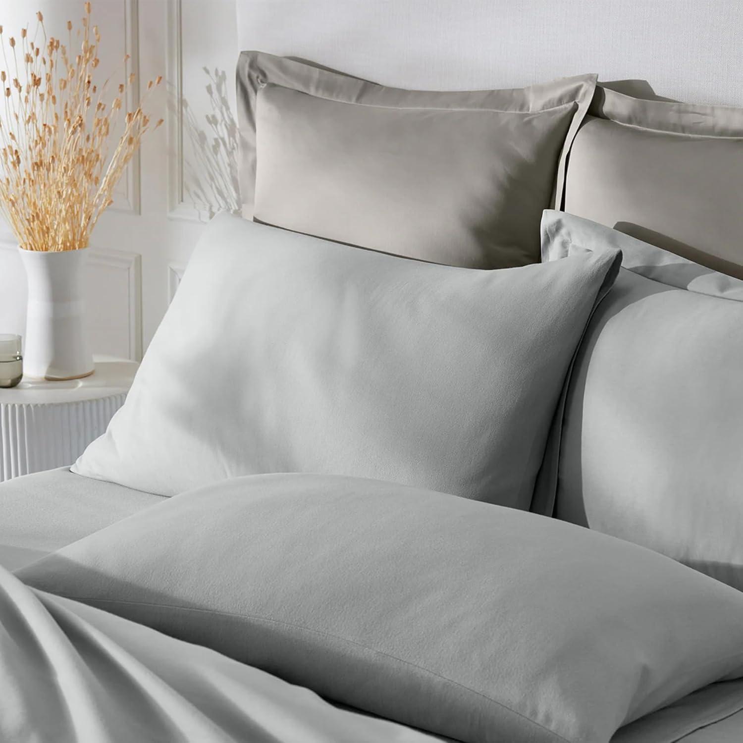 imageBOLL ampamp BRANCH Flannel Fine Line Stripe Pillowcase Set King CreamOak Luxury 100 Organic Cotton 2 Pillowcases Included Velvety Soft Warm ampamp Breathable for Every SeasonShore