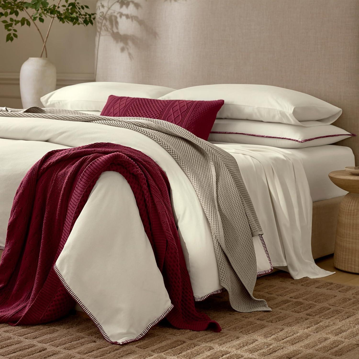 imageBOLL ampamp BRANCH Flannel Fine Line Stripe Pillowcase Set King CreamOak Luxury 100 Organic Cotton 2 Pillowcases Included Velvety Soft Warm ampamp Breathable for Every SeasonCream