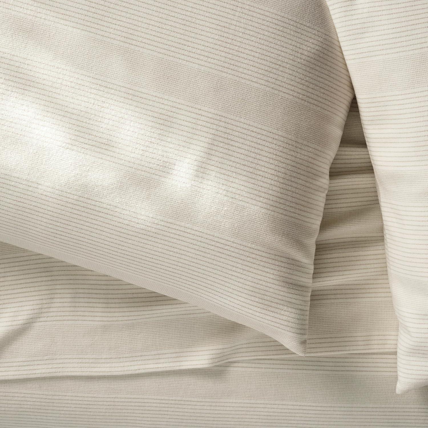 imageBOLL ampamp BRANCH Flannel Fine Line Stripe Pillowcase Set King CreamOak Luxury 100 Organic Cotton 2 Pillowcases Included Velvety Soft Warm ampamp Breathable for Every SeasonCreamOak