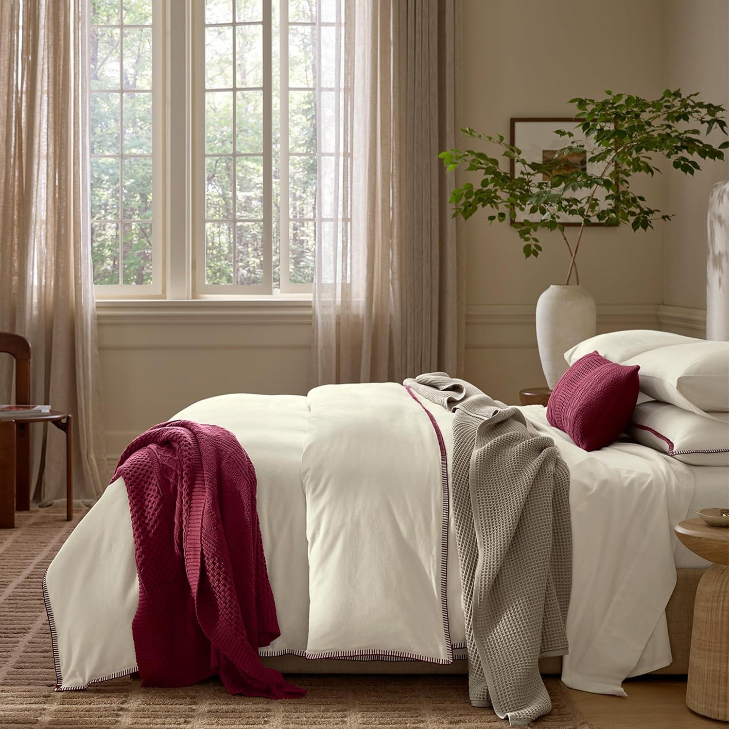 imageBOLL ampamp BRANCH Flannel Sheet Set King Shore Luxury 100 Organic Cotton Includes 1 Flat 1 Fitted 2 King Pillowcases Velvety Soft Warm ampamp BreathableCream