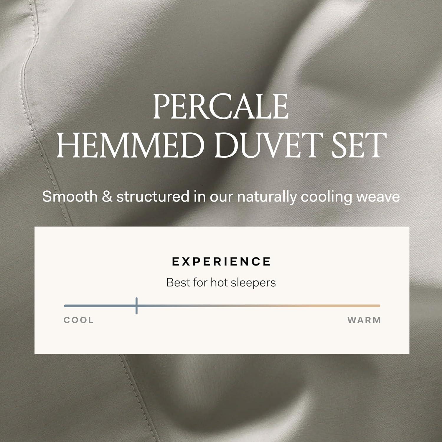 imageBOLL ampamp BRANCH Percale Hemmed Duvet Set KingCal King Pewter Luxury 100 Organic Cotton 1 Duvet Cover 2 Shams Crisp Naturally Cooling WeavePewter