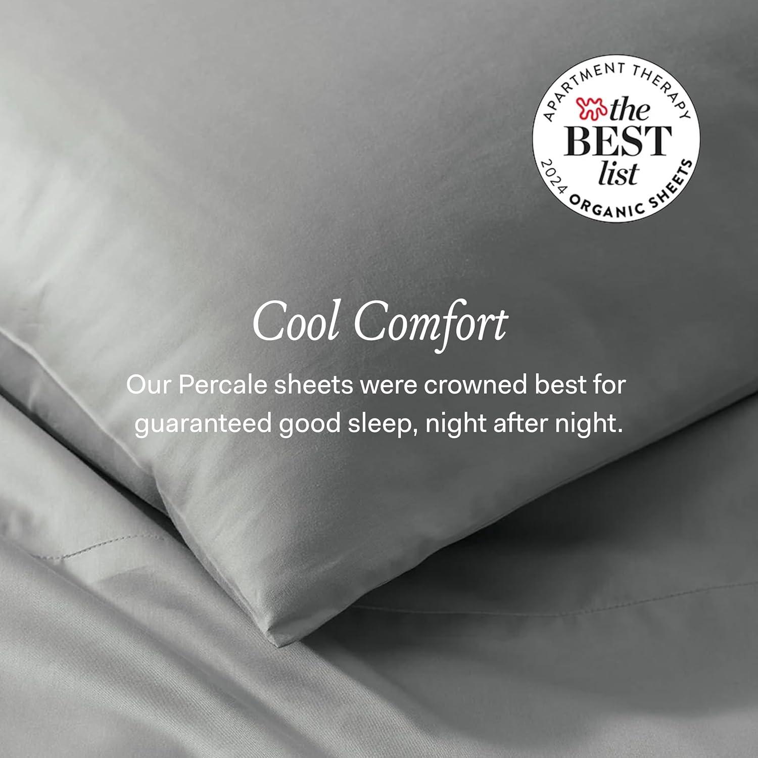 imageBOLL ampamp BRANCH Percale Hemmed Sheet Set Cooling Breathable Bed Sheets for Hot Sleepers King Pewter Luxury 100 Organic Cotton 1 Flat 1 Fitted 2 PillowcasesPewter