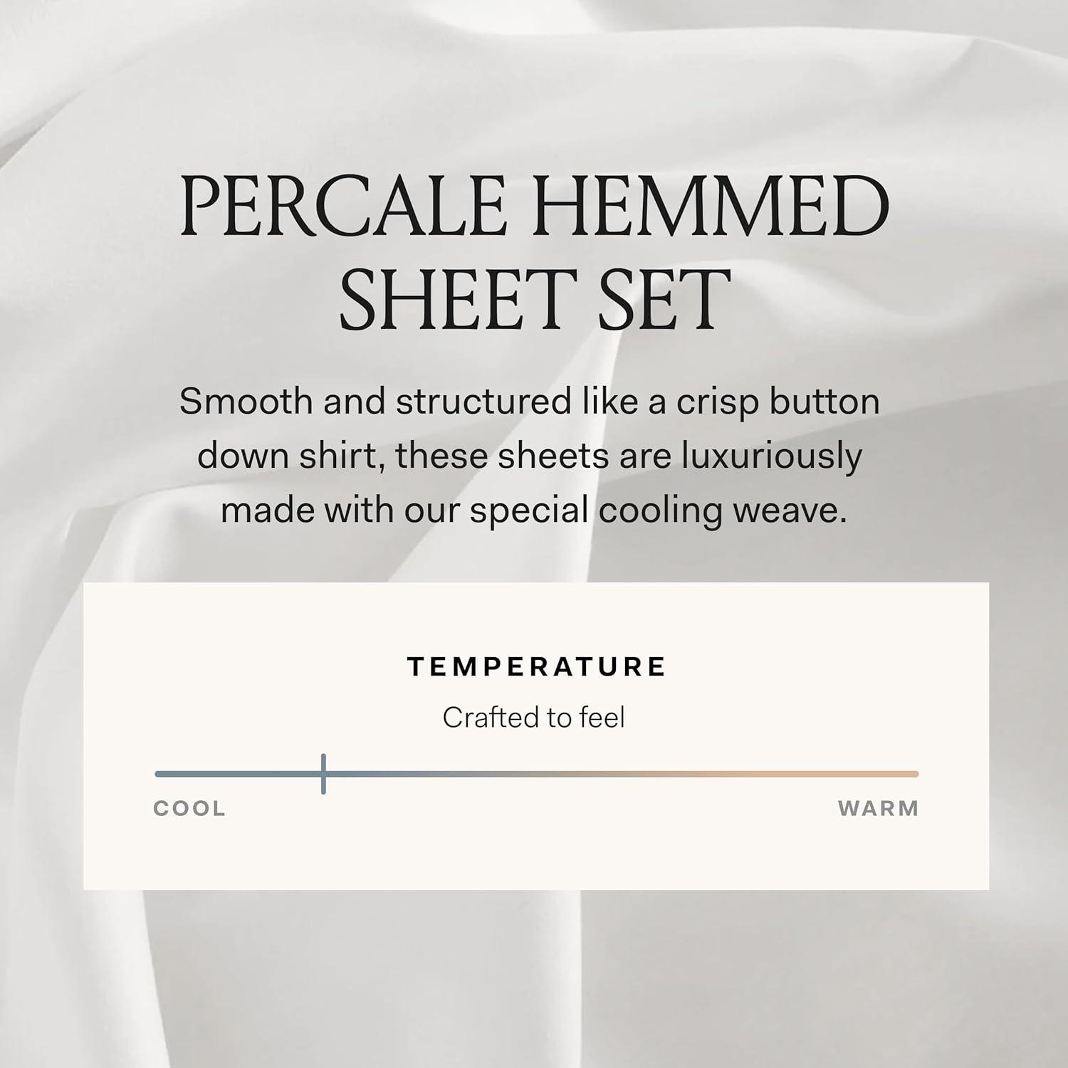 imageBOLL ampamp BRANCH Percale Hemmed Sheet Set Cooling Breathable Bed Sheets for Hot Sleepers King Pewter Luxury 100 Organic Cotton 1 Flat 1 Fitted 2 PillowcasesSky