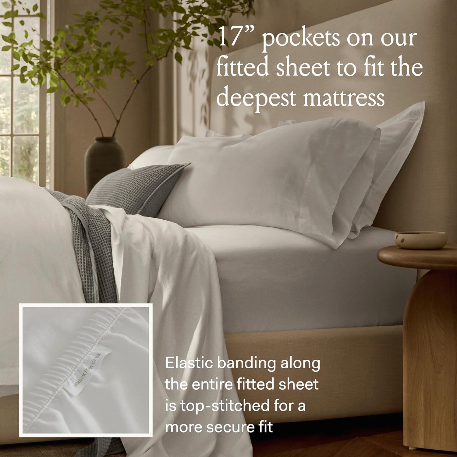 imageBOLL ampamp BRANCH Percale Hemmed Sheet Set Cooling Breathable Bed Sheets for Hot Sleepers King Pewter Luxury 100 Organic Cotton 1 Flat 1 Fitted 2 PillowcasesPewter