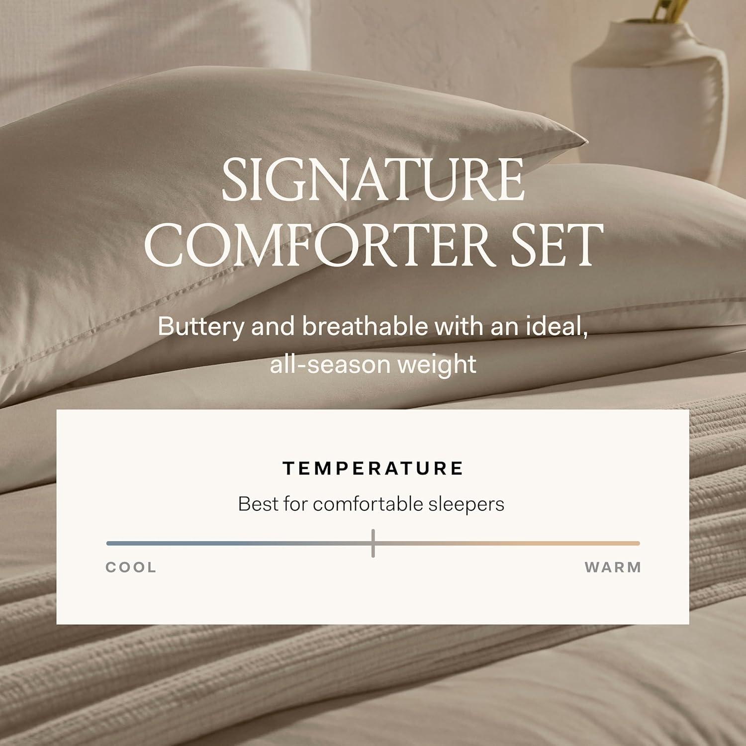 imageBOLL ampamp BRANCH Signature Comforter Set KingCal King White Duvet Insert and Cover in One Layer Luxury Organic Cotton Down Alternative Hypoallergenic AllSeason 1 Comforter and 2 ShamsMist