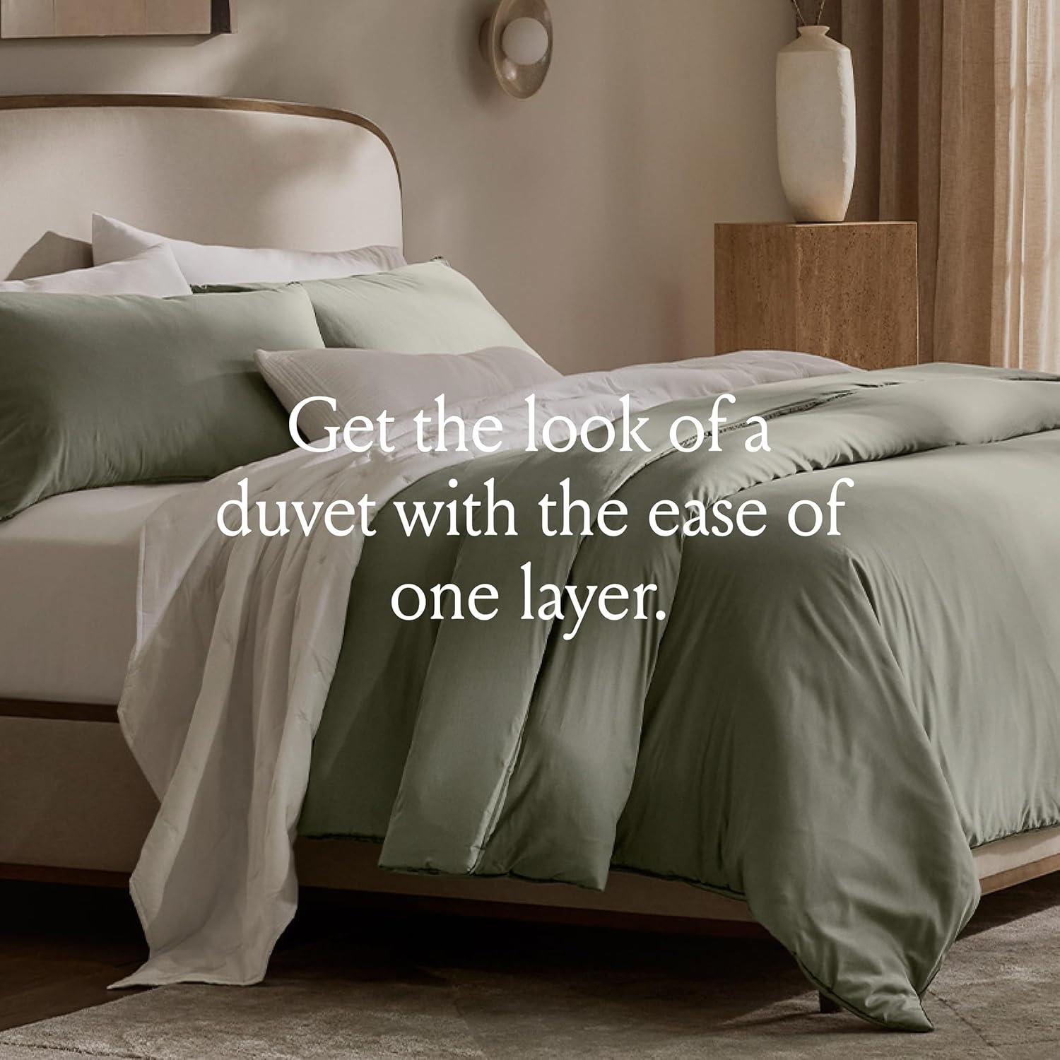 imageBOLL ampamp BRANCH Signature Comforter Set KingCal King White Duvet Insert and Cover in One Layer Luxury Organic Cotton Down Alternative Hypoallergenic AllSeason 1 Comforter and 2 ShamsMineral