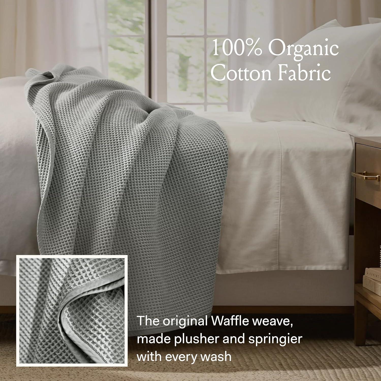 imageBOLL ampamp BRANCH Waffle Bed Blanket KingCal King Shore Luxury 100 Organic Cotton Soft Lightweight and Breathable Textured Waffle Weave DesignPewter
