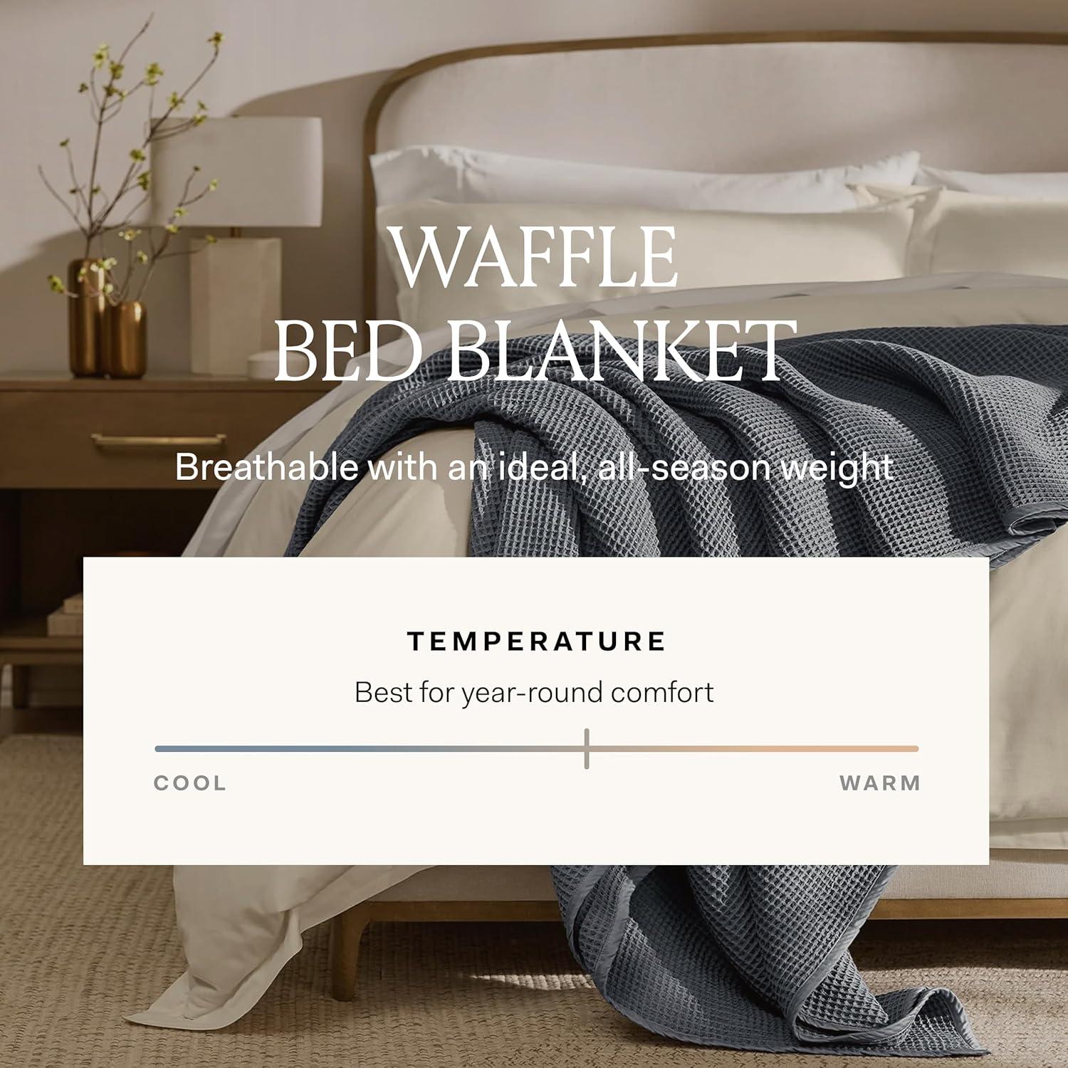 imageBOLL ampamp BRANCH Waffle Bed Blanket KingCal King Shore Luxury 100 Organic Cotton Soft Lightweight and Breathable Textured Waffle Weave DesignPewter