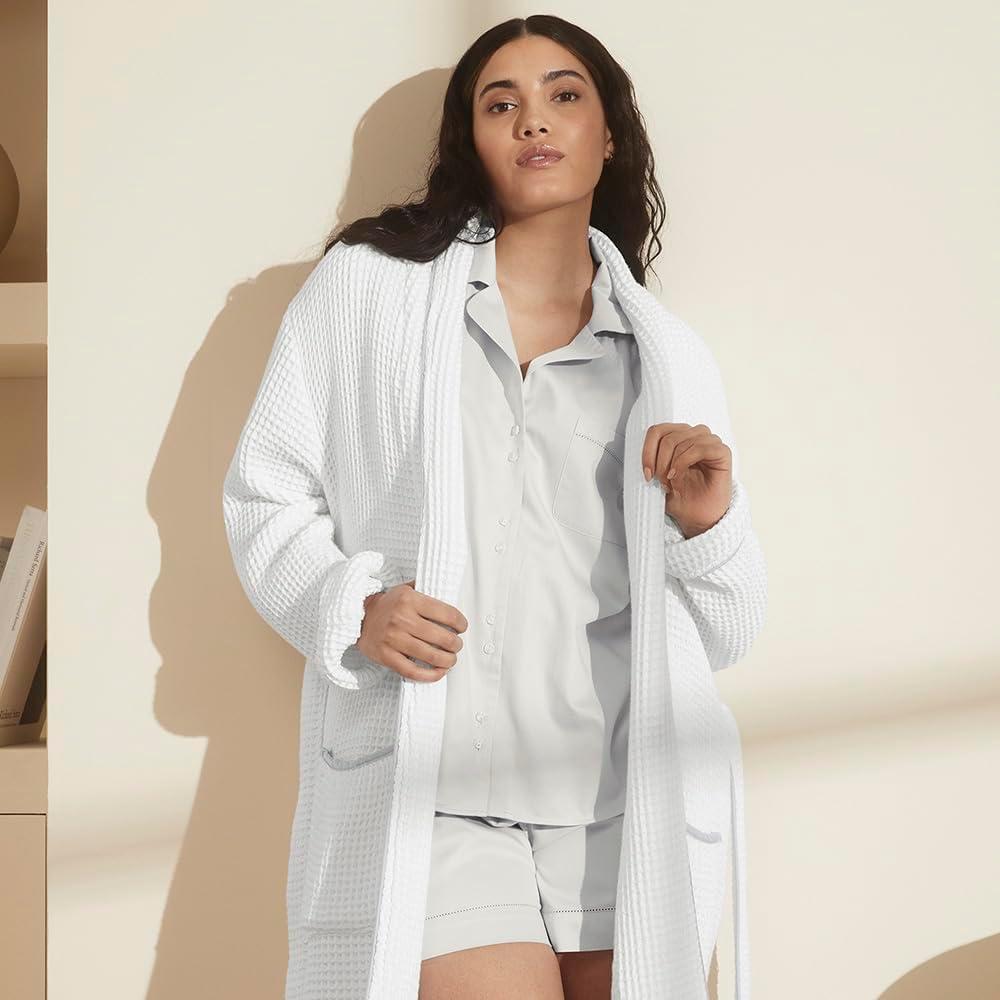 imageBOLL ampamp BRANCH Waffle Robe 100 Organic Cotton Ultra Soft Lightweight and Breathable UnisexWhiteShore