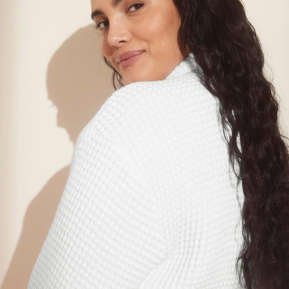 imageBOLL ampamp BRANCH Waffle Robe 100 Organic Cotton Ultra Soft Lightweight and Breathable UnisexWhiteShore