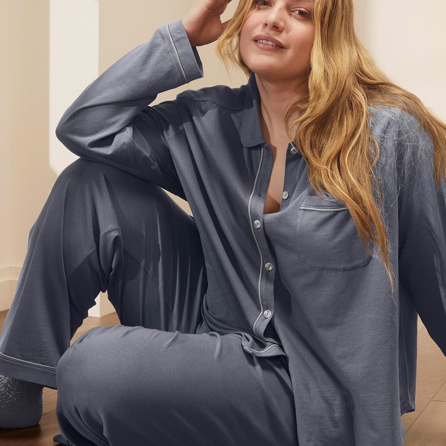 imageBOLL ampamp BRANCH Womens Soft Knit Long Sleeve ampamp Pants Pajama SetMineral