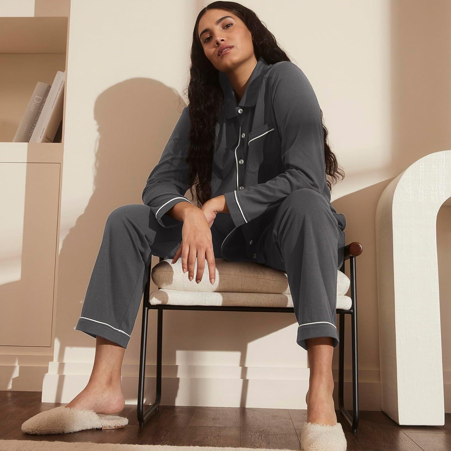 imageBOLL ampamp BRANCH Womens Soft Knit Long Sleeve ampamp Pants Pajama SetNight