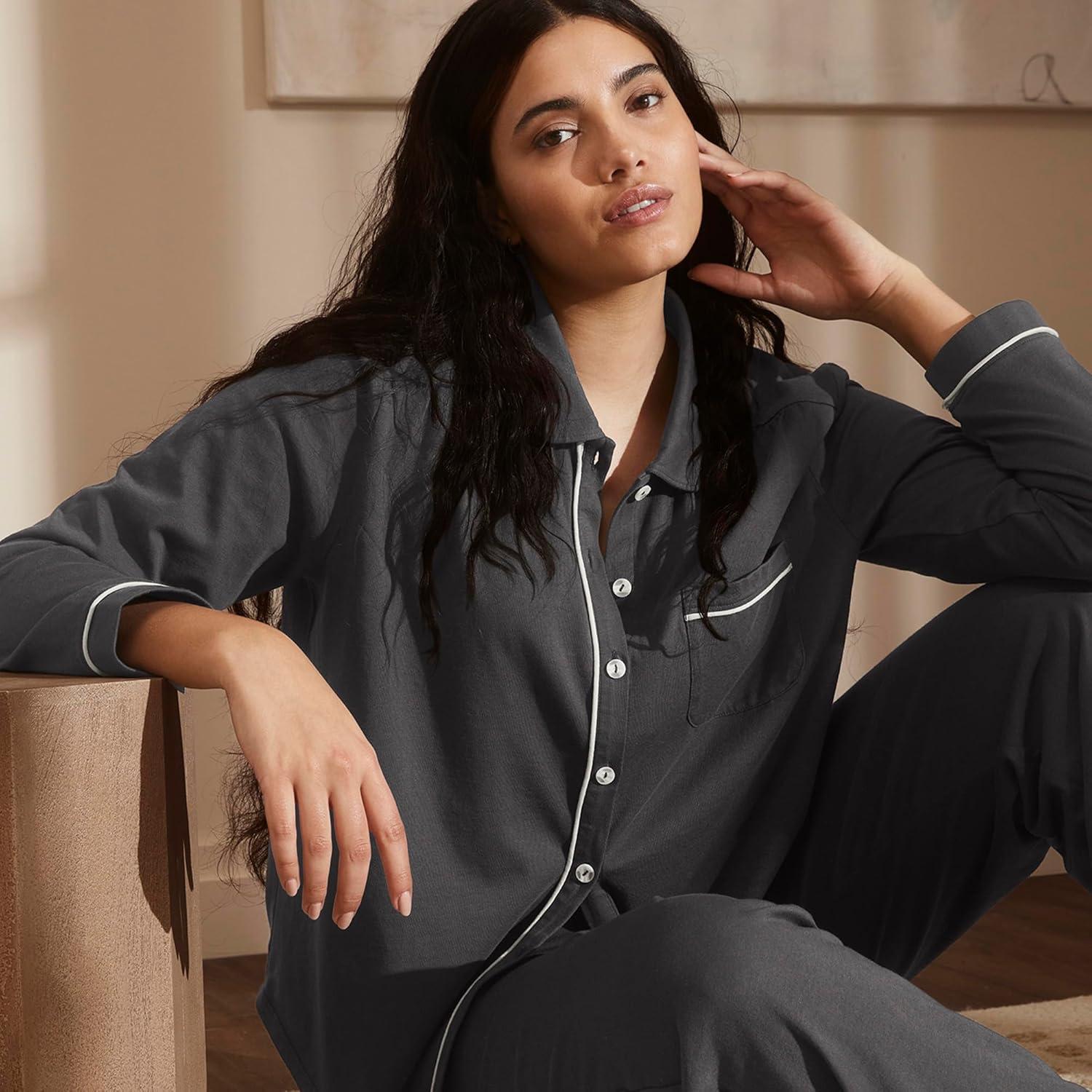 imageBOLL ampamp BRANCH Womens Soft Knit Short Sleeve ampamp Pants Pajama SetNight