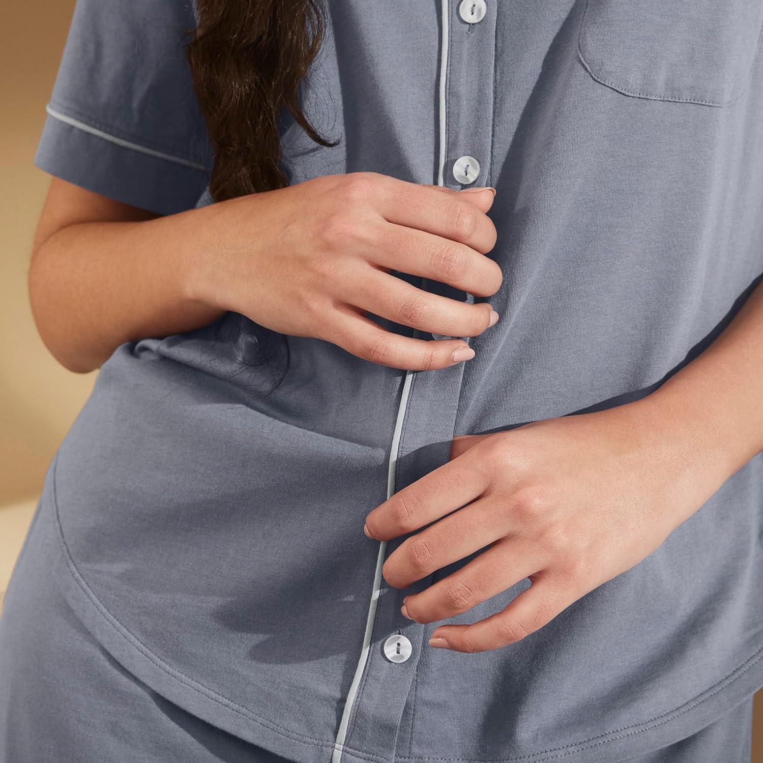 imageBOLL ampamp BRANCH Womens Soft Knit Short Sleeve ampamp Shorts Pajama SetMineral