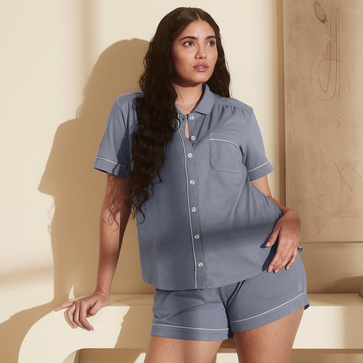 imageBOLL ampamp BRANCH Womens Soft Knit Short Sleeve ampamp Shorts Pajama SetMineral