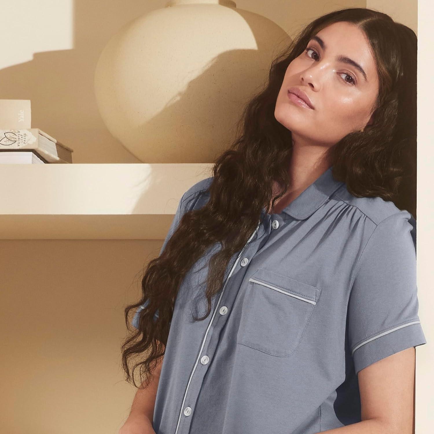 imageBOLL ampamp BRANCH Womens Soft Knit Short Sleeve ampamp Shorts Pajama SetMineral