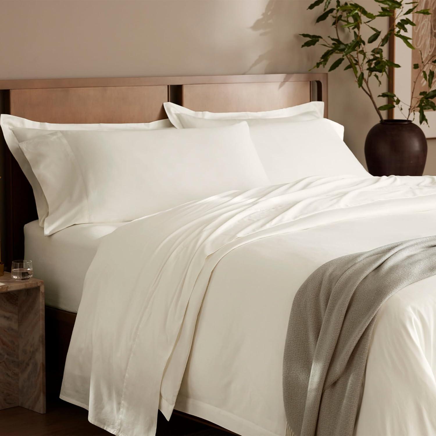 imageBoll ampamp Branch Signature Hemmed Fitted Sheet King White 100 Organic Cotton 1 Fitted Sheet OnlyCream