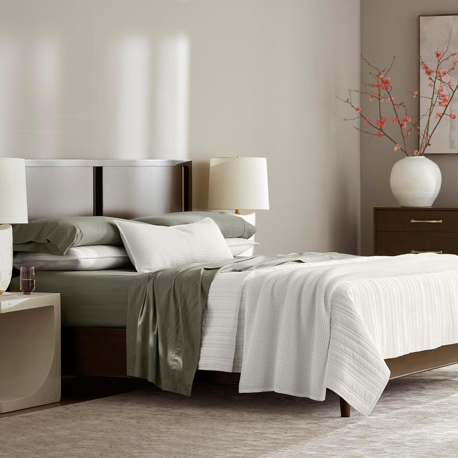 imageBoll ampamp Branch Signature Hemmed Fitted Sheet King White 100 Organic Cotton 1 Fitted Sheet OnlyJuniper