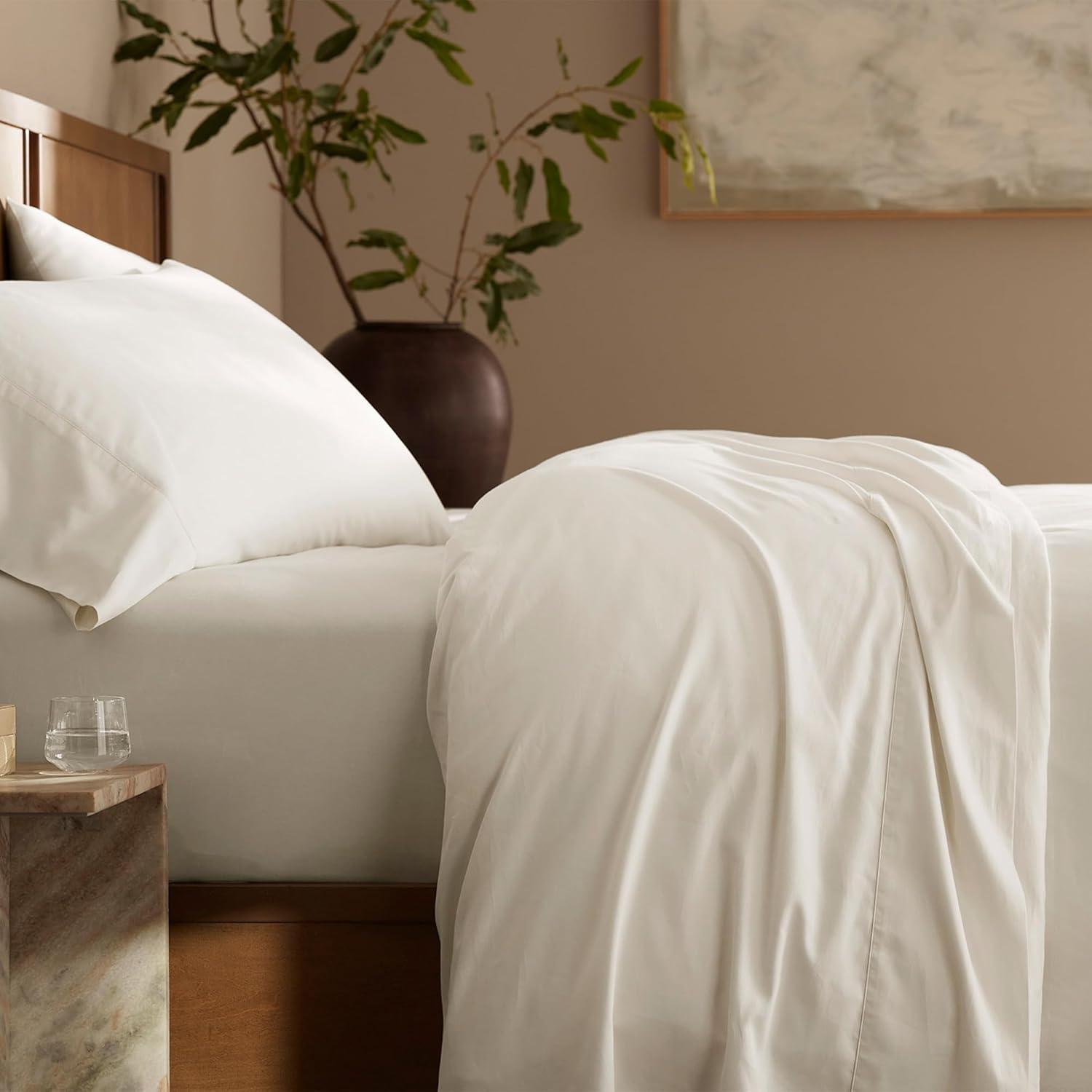 imageBoll ampamp Branch Signature Hemmed Fitted Sheet King White 100 Organic Cotton 1 Fitted Sheet OnlyMineral