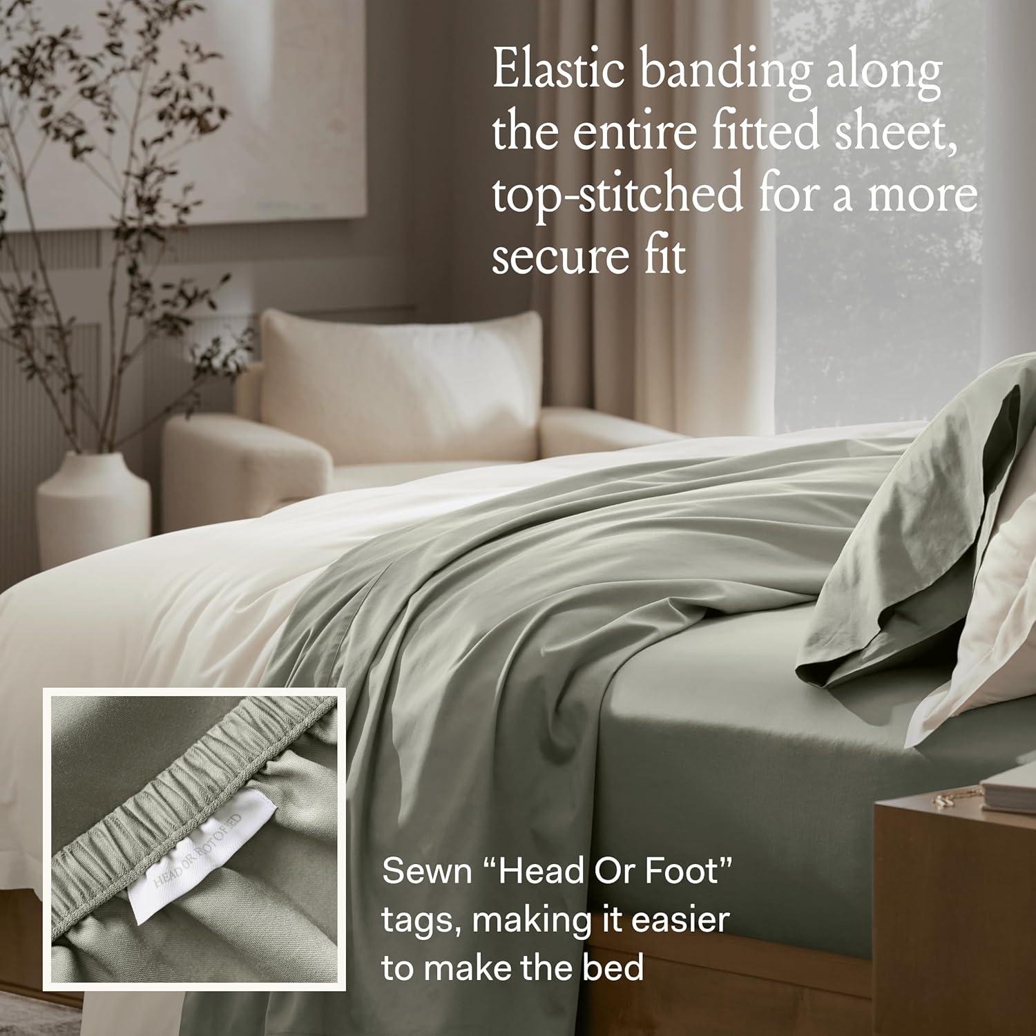 imageBoll ampamp Branch Signature Hemmed Fitted Sheet King White 100 Organic Cotton 1 Fitted Sheet OnlyMist