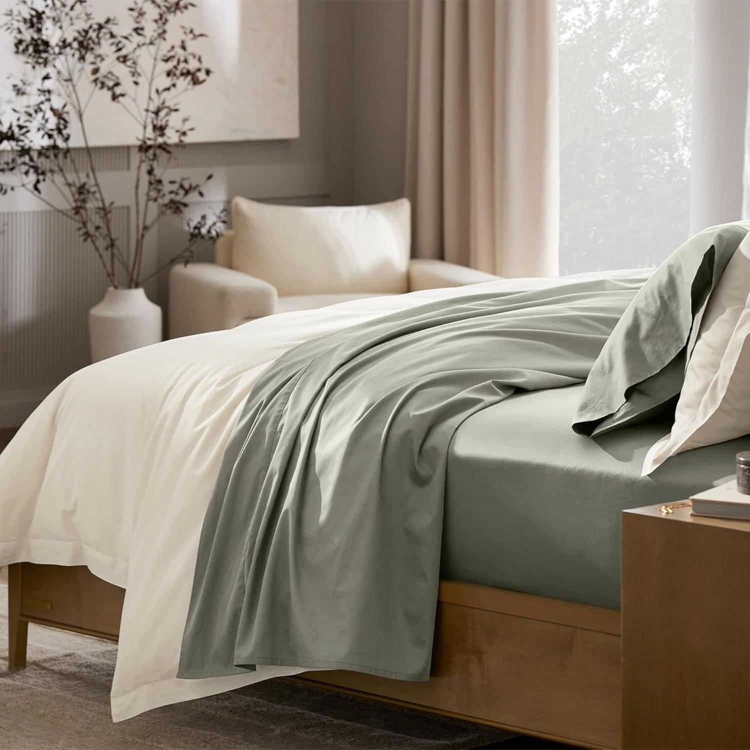 imageBoll ampamp Branch Signature Hemmed Fitted Sheet King White 100 Organic Cotton 1 Fitted Sheet OnlySageleaf