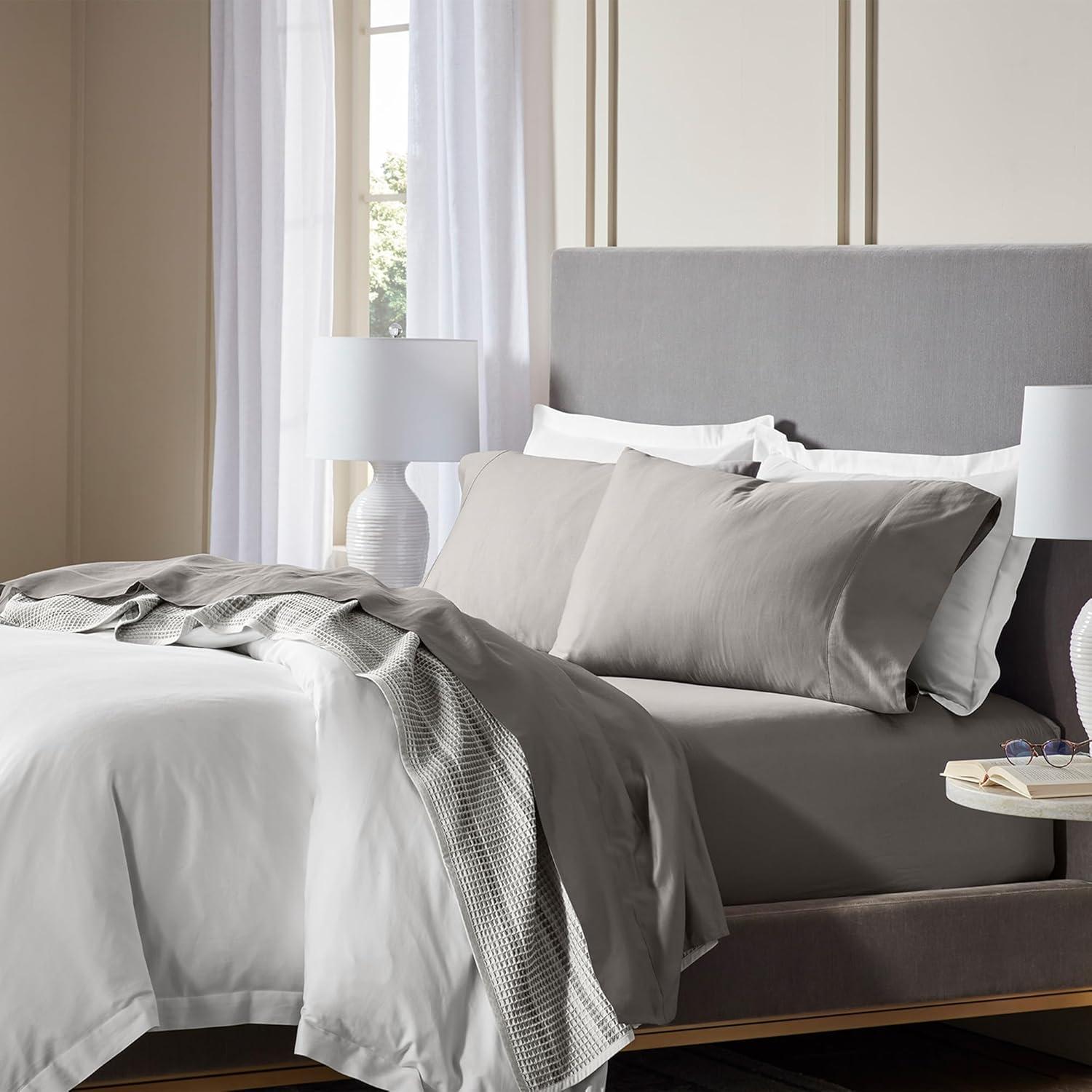 imageBoll ampamp Branch Signature Hemmed Fitted Sheet King White 100 Organic Cotton 1 Fitted Sheet OnlyStone