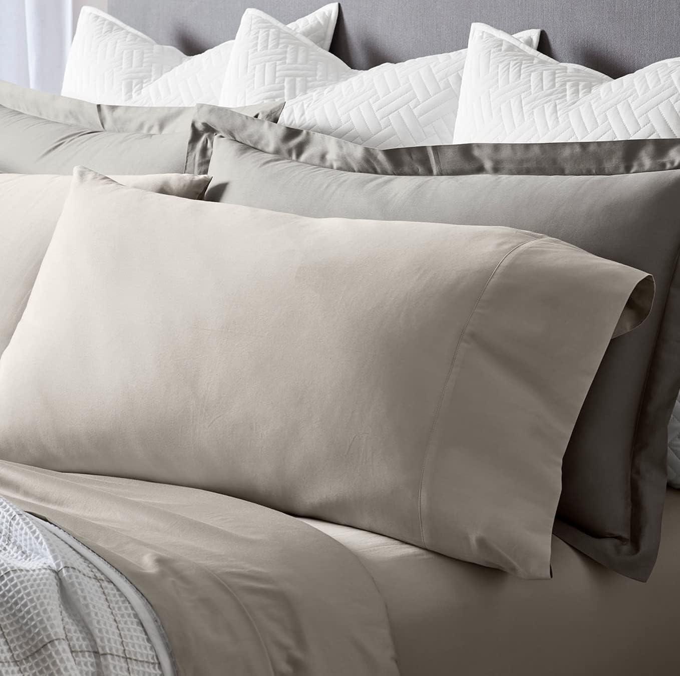 imageBoll ampamp Branch Signature Hemmed Pillowcase Set Standard White Luxury 100 Organic Cotton Buttery Soft and Breathable Softer with Every Wash 2 Pillowcases IncludedPewter