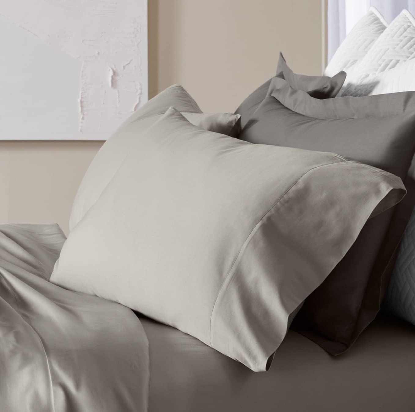 imageBoll ampamp Branch Signature Hemmed Pillowcase Set Standard White Luxury 100 Organic Cotton Buttery Soft and Breathable Softer with Every Wash 2 Pillowcases IncludedPewter