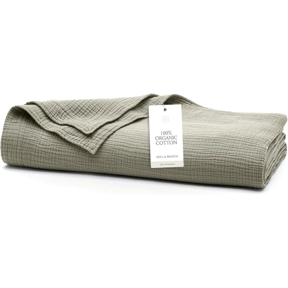 imageBOLL ampamp BRANCH Dream Bed Blanket FullQueen Sageleaf Luxury 100 Organic Cotton Soft Lightweight and Breathable CloudLike TouchSageleaf
