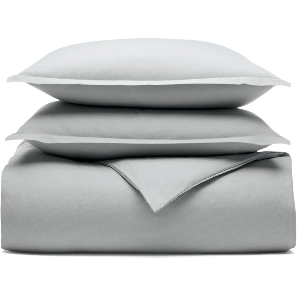 imageBOLL ampamp BRANCH Flannel Duvet Set KingCal King White Luxury 100 Organic Cotton 1 Duvet Cover 2 Shams Velvety Soft Warm ampamp Breathable WeaveShore