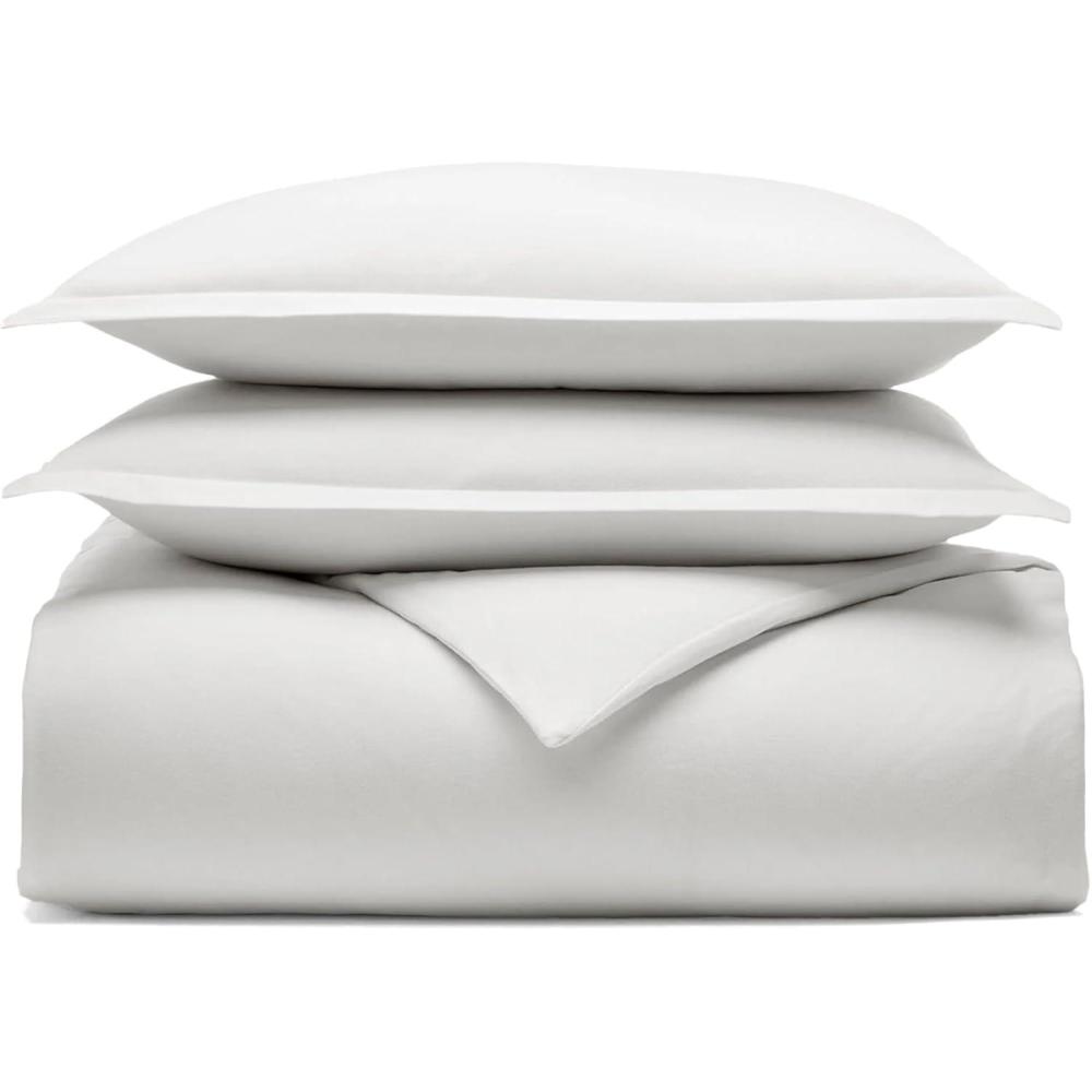 imageBOLL ampamp BRANCH Flannel Duvet Set KingCal King White Luxury 100 Organic Cotton 1 Duvet Cover 2 Shams Velvety Soft Warm ampamp Breathable WeaveWhite