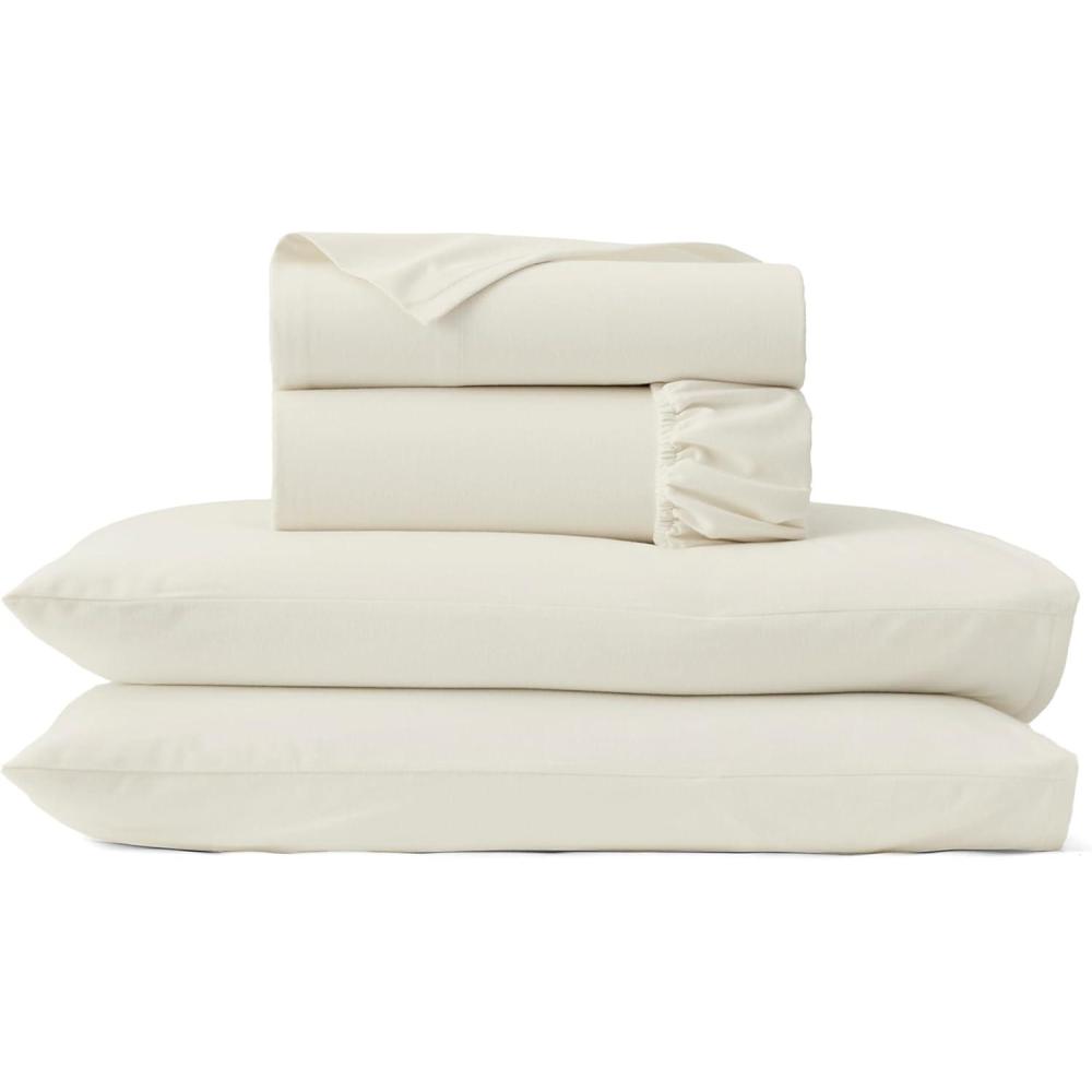 imageBOLL ampamp BRANCH Flannel Sheet Set King Shore Luxury 100 Organic Cotton Includes 1 Flat 1 Fitted 2 King Pillowcases Velvety Soft Warm ampamp BreathableCream