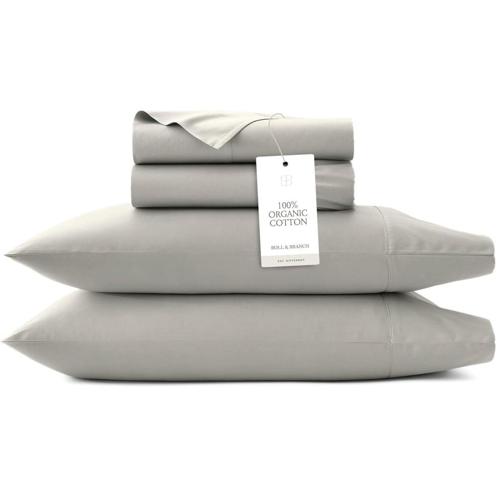 imageBOLL ampamp BRANCH Percale Hemmed Sheet Set Cooling Breathable Bed Sheets for Hot Sleepers King Pewter Luxury 100 Organic Cotton 1 Flat 1 Fitted 2 PillowcasesPewter