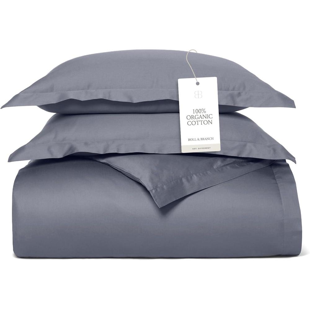 imageBOLL ampamp BRANCH Signature Hemmed Duvet Set KingCal King White Luxury 100 Organic Cotton 1 Duvet Cover 2 Shams Buttery Soft Hidden ClosuresMineral