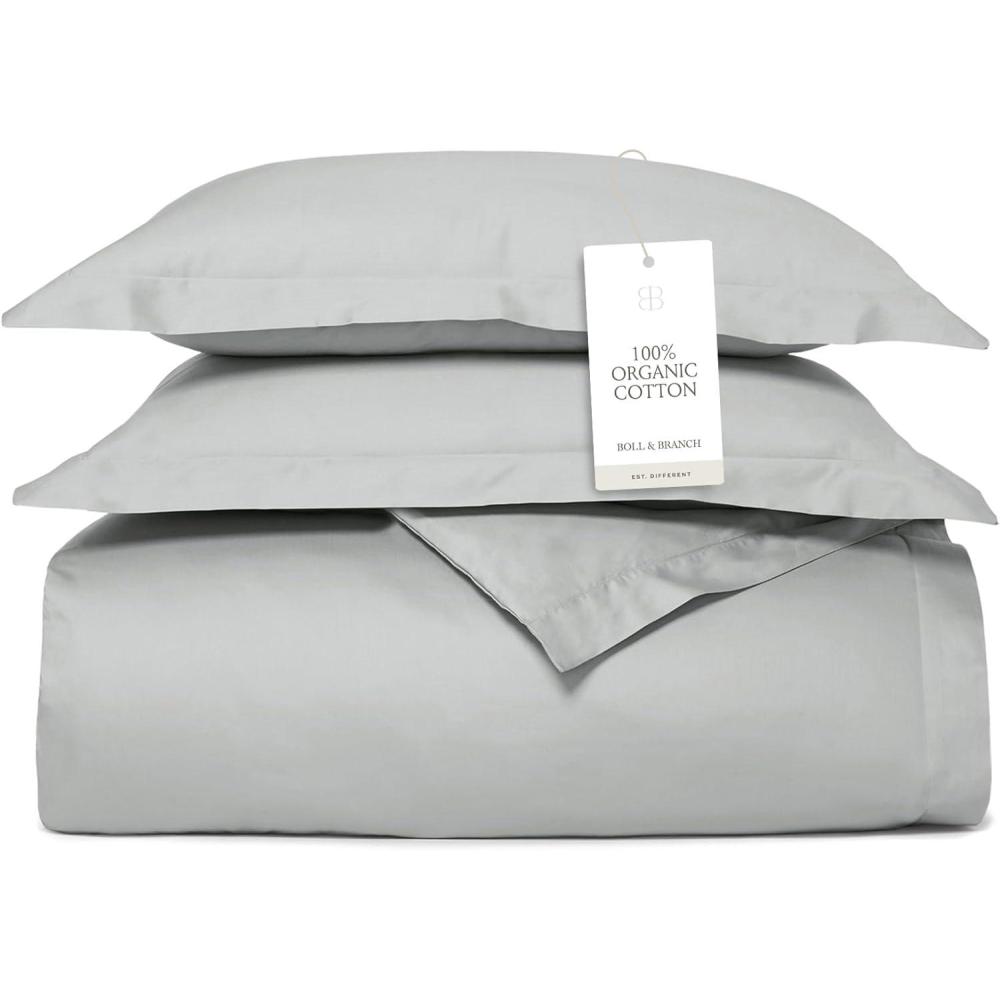 imageBOLL ampamp BRANCH Signature Hemmed Duvet Set  KingCal King White  Luxury 100 Organic Cotton  1 Duvet Cover 2 Shams  Buttery Soft Hidden ClosuresShore