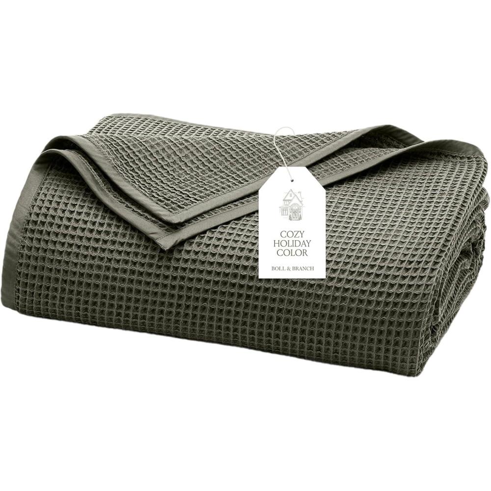 imageBOLL ampamp BRANCH Waffle Bed Blanket  KingCal King Shore  Luxury 100 Organic Cotton  Soft Lightweight and Breathable  Textured Waffle Weave DesignJuniper