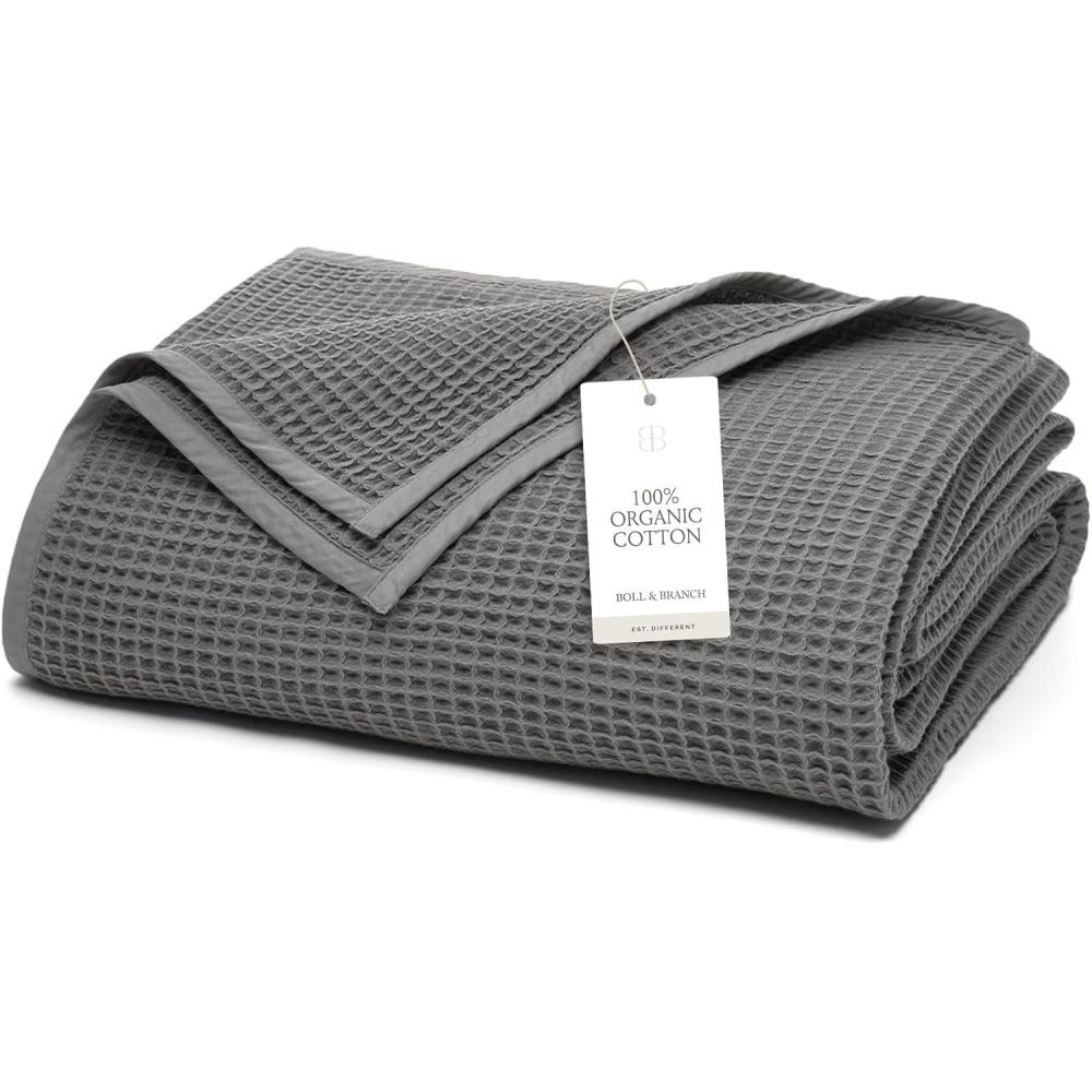 imageBOLL ampamp BRANCH Waffle Bed Blanket  KingCal King Shore  Luxury 100 Organic Cotton  Soft Lightweight and Breathable  Textured Waffle Weave DesignStone
