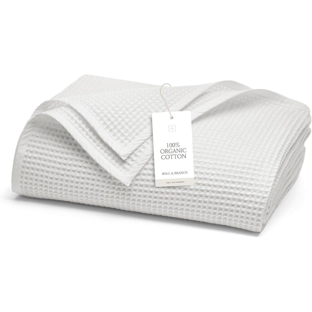 imageBOLL ampamp BRANCH Waffle Bed Blanket KingCal King Shore Luxury 100 Organic Cotton Soft Lightweight and Breathable Textured Waffle Weave DesignWhite