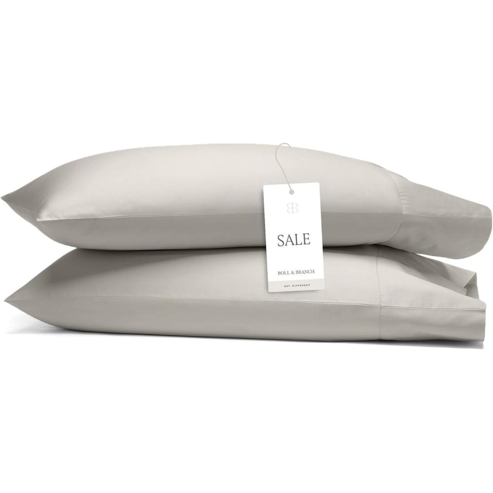 imageBoll ampamp Branch Signature Hemmed Pillowcase Set Standard White Luxury 100 Organic Cotton Buttery Soft and Breathable Softer with Every Wash 2 Pillowcases IncludedPewter